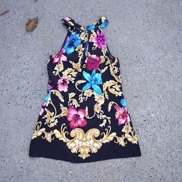 Vintage Cache Silk Beaded Halter Top S Floral Baroque Glam Blouse Flowy - Picture 3 of 12